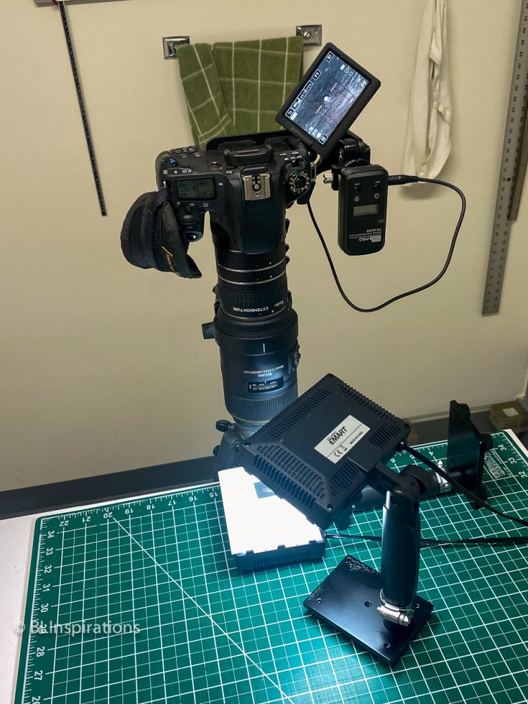 Macro setup for photographing a pinhole